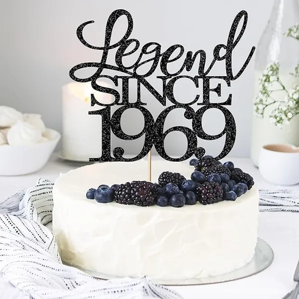 Black_Legend_Since_1969_Cake_Topper_|_Black_Color_Glitter_Cake_Topper_|_Glitter_Cake_Decoration_|_B'Day_Celebration/Black_Color