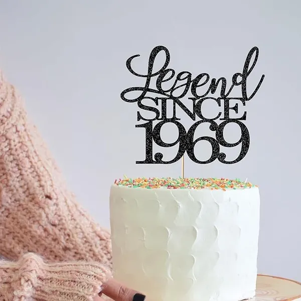 Black_Legend_Since_1969_Cake_Topper_|_Black_Color_Glitter_Cake_Topper_|_Glitter_Cake_Decoration_|_B'Day_Celebration/Black_Color