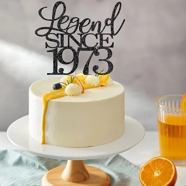 Black_Legend_Since_1973_Cake_Topper_|_Black_Color_Glitter_Cake_Topper_|_Glitter_Cake_Decoration_|_B'Day_Celebration/Black_Color