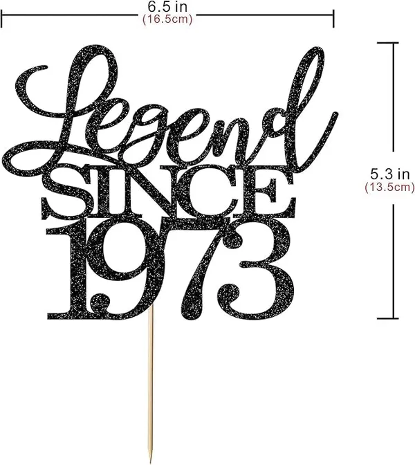 Black_Legend_Since_1973_Cake_Topper_|_Black_Color_Glitter_Cake_Topper_|_Glitter_Cake_Decoration_|_B'Day_Celebration/Black_Color