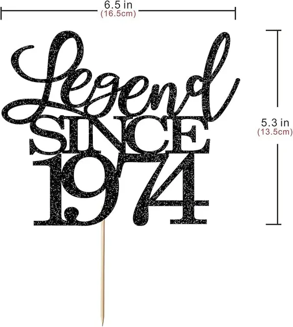 Black_Legend_Since_1974_Cake_Topper_|_Black_Color_Glitter_Cake_Topper_|_Glitter_Cake_Decoration_|_B'Day_Celebration/Black_Color