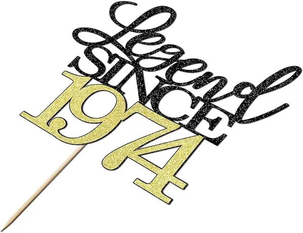 Black_Legend_Since_1974_Cake_Topper_|_Black_And_Gold_Color_Glitter_Cake_Topper_|_Glitter_Cake_Decoration_|_B'Day_Celebration/Black_&_Gold_Color