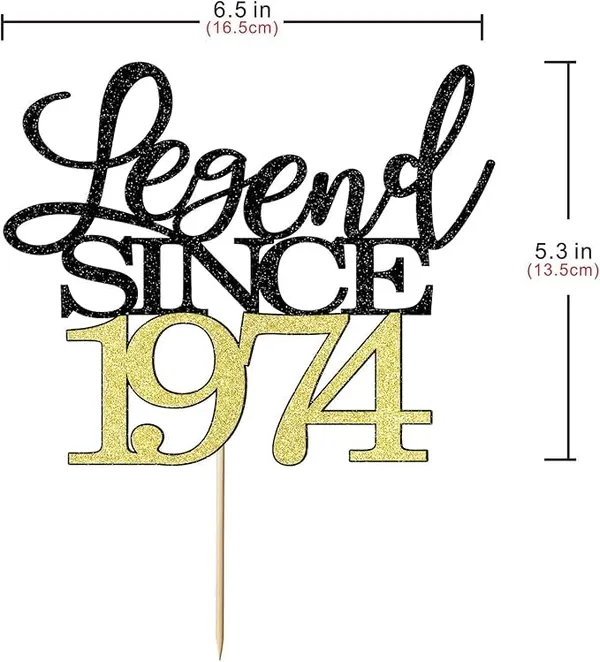 Black_Legend_Since_1974_Cake_Topper_|_Black_And_Gold_Color_Glitter_Cake_Topper_|_Glitter_Cake_Decoration_|_B'Day_Celebration/Black_&_Gold_Color