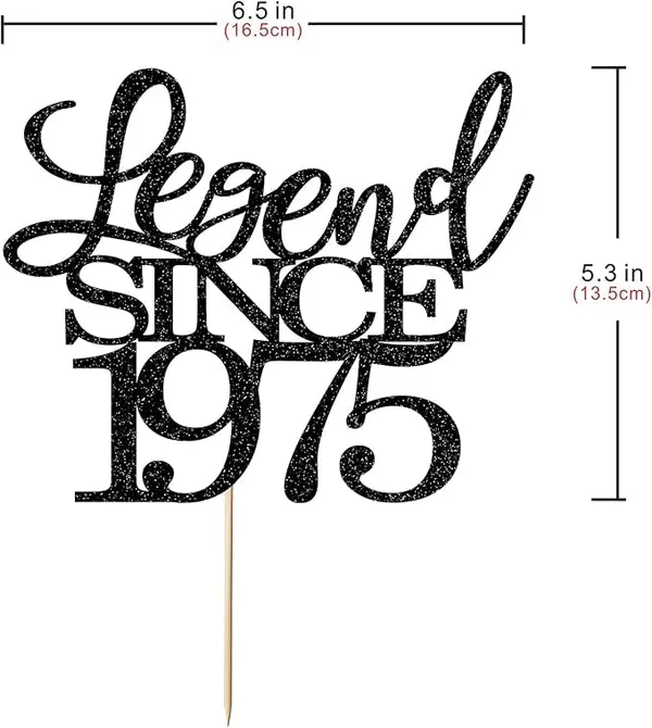 Black_Legend_Since_1975_Cake_Topper_|_Black_Color_Glitter_Cake_Topper_|_Glitter_Cake_Decoration_|_B'Day_Celebration/Black_Color