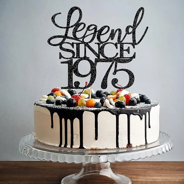 Black_Legend_Since_1975_Cake_Topper_|_Black_Color_Glitter_Cake_Topper_|_Glitter_Cake_Decoration_|_B'Day_Celebration/Black_Color