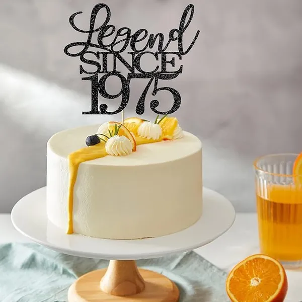 Black_Legend_Since_1975_Cake_Topper_|_Black_Color_Glitter_Cake_Topper_|_Glitter_Cake_Decoration_|_B'Day_Celebration/Black_Color