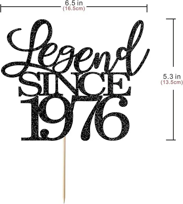 Black_Legend_Since_1976_Cake_Topper_|_Black_Color_Glitter_Cake_Topper_|_Glitter_Cake_Decoration_|_B'Day_Celebration/Black_Color