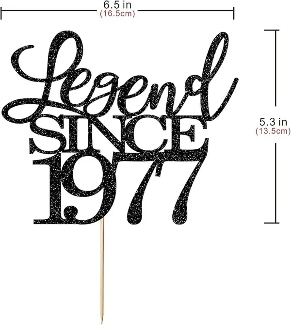 Black_Legend_Since_1977_Cake_Topper_|_Black_Color_Glitter_Cake_Topper_|_Glitter_Cake_Decoration_|_B'Day_Celebration/Black_Color