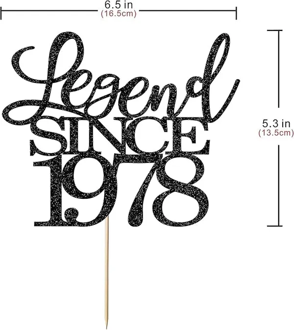 Black_Legend_Since_1978_Cake_Topper_|_Black_Color_Glitter_Cake_Topper_|_Glitter_Cake_Decoration_|_B'Day_Celebration/Black_Color