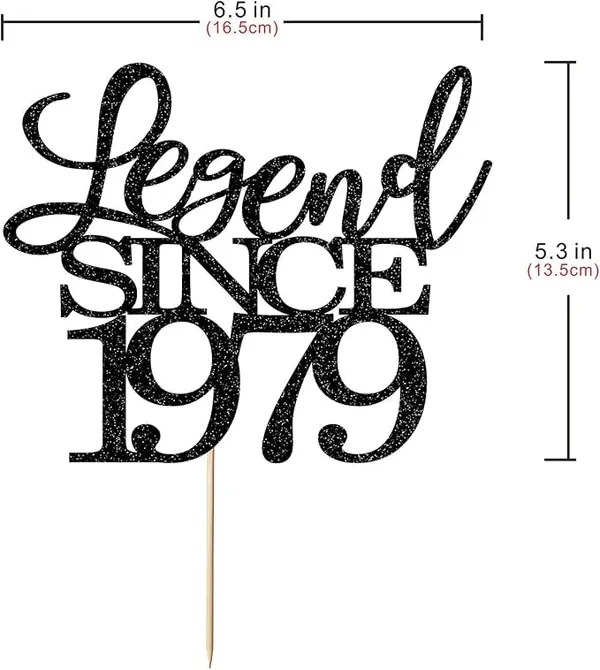 Black_Legend_Since_1979_Cake_Topper_|_Black_Color_Glitter_Cake_Topper_|_Glitter_Cake_Decoration_|_B'Day_Celebration/Black_Color