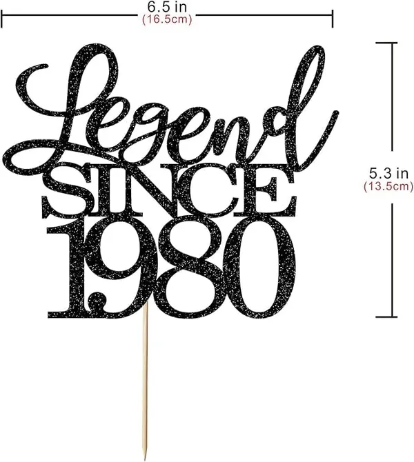 Black_Legend_Since_1980_Cake_Topper_|_Black_Color_Glitter_Cake_Topper_|_Glitter_Cake_Decoration_|_B'Day_Celebration/Black_Color