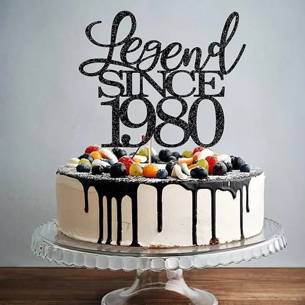 Black_Legend_Since_1980_Cake_Topper_|_Black_Color_Glitter_Cake_Topper_|_Glitter_Cake_Decoration_|_B'Day_Celebration/Black_Color