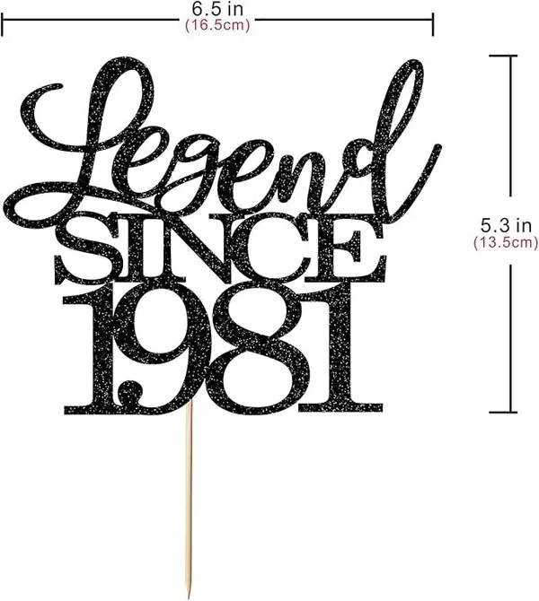 Black_Legend_Since_1981_Cake_Topper_|_Black_Color_Glitter_Cake_Topper_|_Glitter_Cake_Decoration_|_B'Day_Celebration/Black_Color