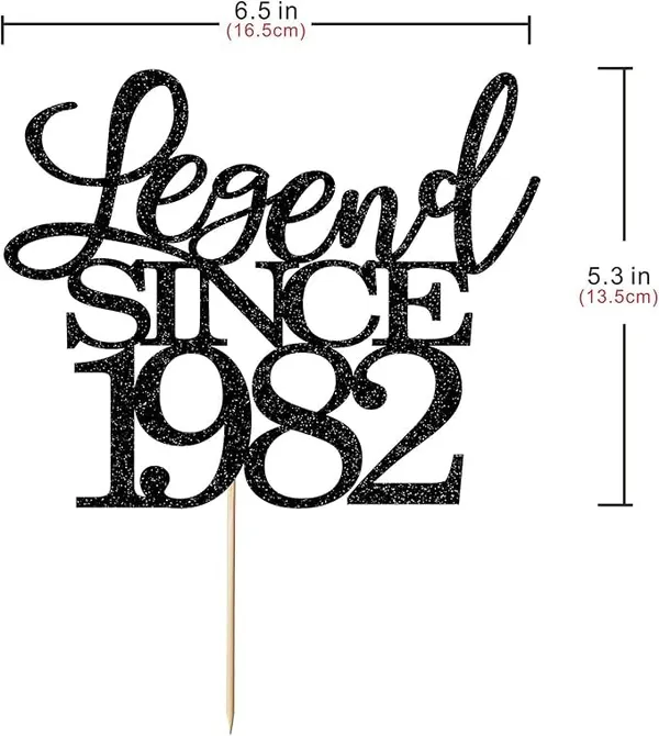Black_Legend_Since_1982_Cake_Topper_|_Black_Color_Glitter_Cake_Topper_|_Glitter_Cake_Decoration_|_B'Day_Celebration/Black_Color
