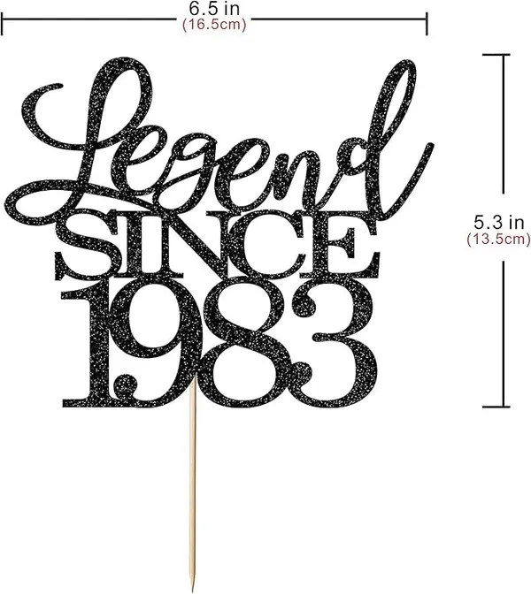 Black_Legend_Since_1983_Cake_Topper_|_Black_Color_Glitter_Cake_Topper_|_Glitter_Cake_Decoration_|_B'Day_Celebration/Black_Color