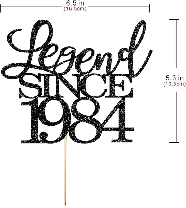 Black_Legend_Since_1984_Cake_Topper_|_Black_Color_Glitter_Cake_Topper_|_Glitter_Cake_Decoration_|_B'Day_Celebration/Black_Color