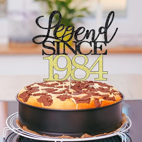 Black_Legend_Since_1984_Cake_Topper_|_Black_And_Gold_Color_Glitter_Cake_Topper_|_Glitter_Cake_Decoration_|_B'Day_Celebration/Black_&_Gold_Color