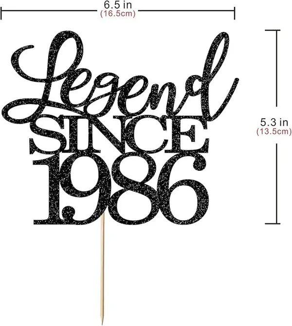 Black_Legend_Since_1986_Cake_Topper_|_Black_Color_Glitter_Cake_Topper_|_Glitter_Cake_Decoration_|_B'Day_Celebration/Black_Color