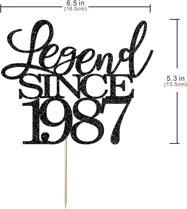 Black_Legend_Since_1987_Cake_Topper_|_Black_Color_Glitter_Cake_Topper_|_Glitter_Cake_Decoration_|_B'Day_Celebration/Black_Color