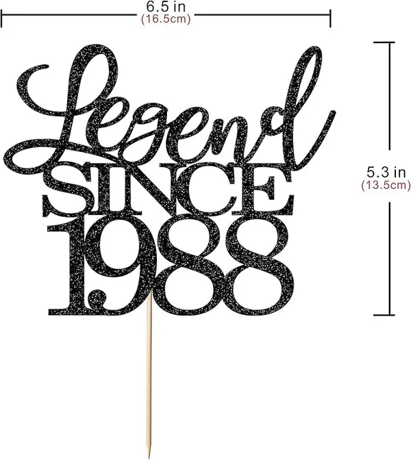 Black_Legend_Since_1988_Cake_Topper_|_Black_Color_Glitter_Cake_Topper_|_Glitter_Cake_Decoration_|_B'Day_Celebration/Black_Color
