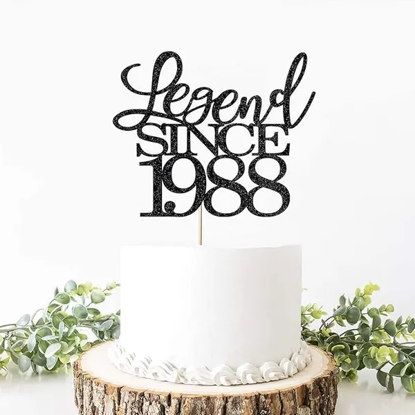 Black_Legend_Since_1988_Cake_Topper_|_Black_Color_Glitter_Cake_Topper_|_Glitter_Cake_Decoration_|_B'Day_Celebration/Black_Color