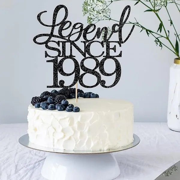 Black_Legend_Since_1989_Cake_Topper_|_Black_Color_Glitter_Cake_Topper_|_Glitter_Cake_Decoration_|_B'Day_Celebration/Black_Color