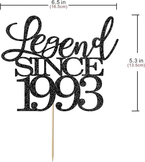 Black_Legend_Since_1993_Cake_Topper_|_Black_Color_Glitter_Cake_Topper_|_Glitter_Cake_Decoration_|_B'Day_Celebration/Black_Color
