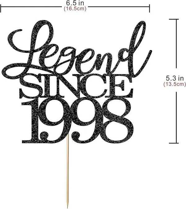 Black_Legend_Since_1998_Cake_Topper_|_Black_Color_Glitter_Cake_Topper_|_Glitter_Cake_Decoration_|_B'Day_Celebration/Black_Color