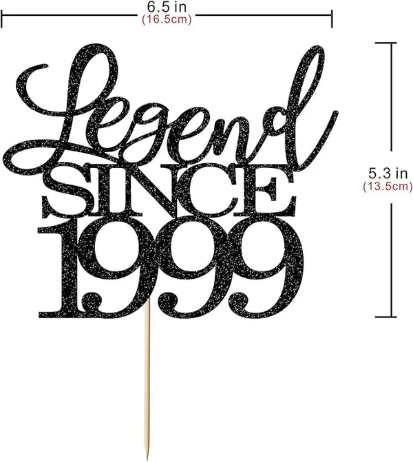 Black_Legend_Since_1999_Cake_Topper_|_Black_Color_Glitter_Cake_Topper_|_Glitter_Cake_Decoration_|_B'Day_Celebration/Black_Color