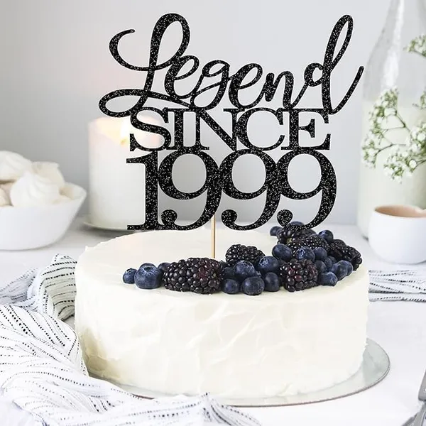 Black_Legend_Since_1999_Cake_Topper_|_Black_Color_Glitter_Cake_Topper_|_Glitter_Cake_Decoration_|_B'Day_Celebration/Black_Color