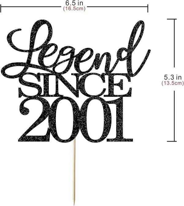 Black_Legend_Since_2001_Cake_Topper_|_Black_Color_Glitter_Cake_Topper_|_Glitter_Cake_Decoration_|_B'Day_Celebration/Black_Color
