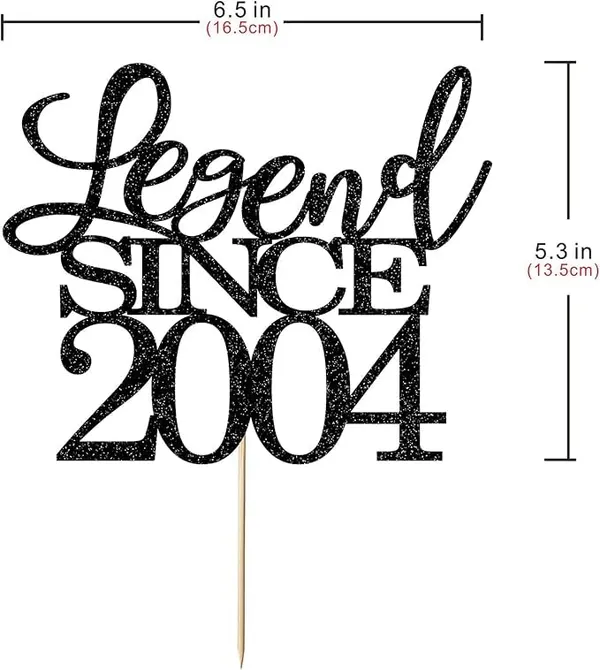 Black_Legend_Since_2004_Cake_Topper_|_Black_Color_Glitter_Cake_Topper_|_Glitter_Cake_Decoration_|_B'Day_Celebration/Black_Color