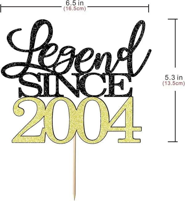 Black_Legend_Since_2004_Cake_Topper_|_Black_And_Gold_Color_Glitter_Cake_Topper_|_Glitter_Cake_Decoration_|_B'Day_Celebration/Black_&_Gold_Color