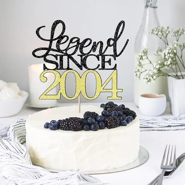 Black_Legend_Since_2004_Cake_Topper_|_Black_And_Gold_Color_Glitter_Cake_Topper_|_Glitter_Cake_Decoration_|_B'Day_Celebration/Black_&_Gold_Color