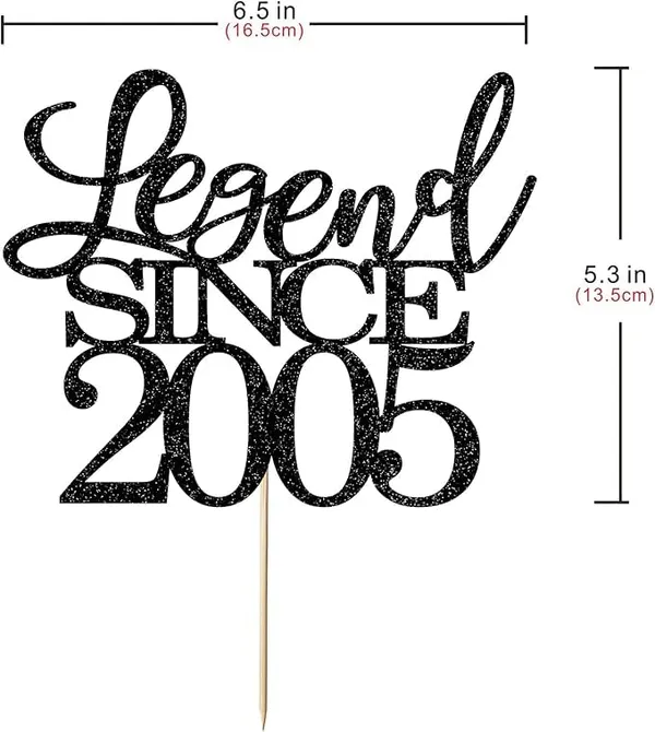 Black_Legend_Since_2005_Cake_Topper_|_Black_Color_Glitter_Cake_Topper_|_Glitter_Cake_Decoration_|_B'Day_Celebration/Black_Color