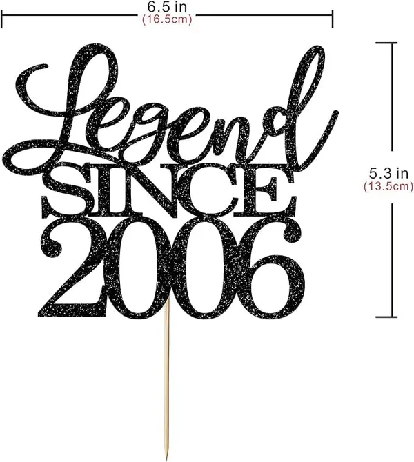 Black_Legend_Since_2006_Cake_Topper_|_Black_Color_Glitter_Cake_Topper_|_Glitter_Cake_Decoration_|_B'Day_Celebration/Black_Color
