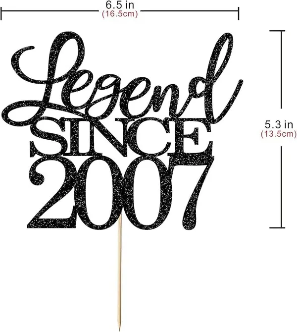 Black_Legend_Since_2007_Cake_Topper_|_Black_Color_Glitter_Cake_Topper_|_Glitter_Cake_Decoration_|_B'Day_Celebration/Black_Color