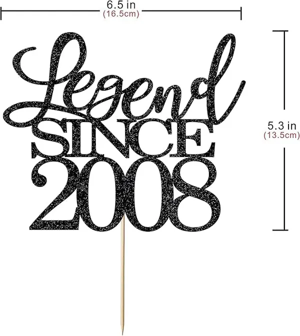 Black_Legend_Since_2008_Cake_Topper_|_Black_Color_Glitter_Cake_Topper_|_Glitter_Cake_Decoration_|_B'Day_Celebration/Black_Color