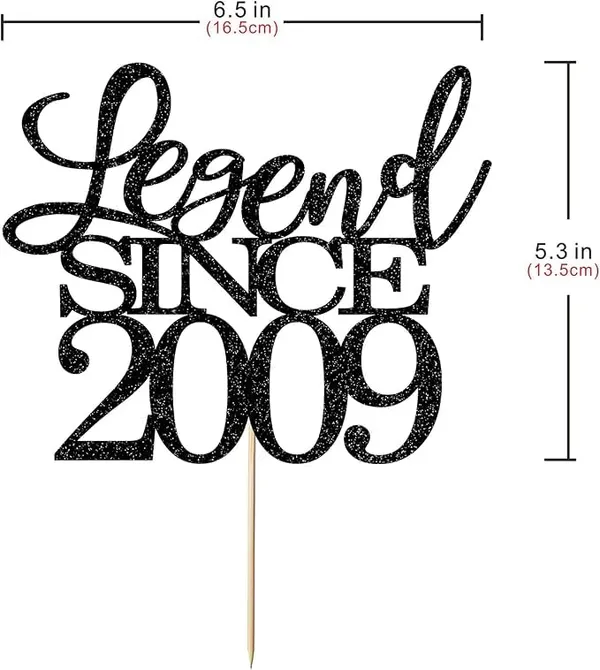 Black_Legend_Since_2009_Cake_Topper_|_Black_Color_Glitter_Cake_Topper_|_Glitter_Cake_Decoration_|_B'Day_Celebration/Black_Color