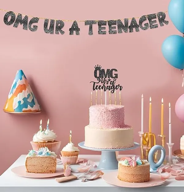 Black_Omg_Ur_A_Teenager_Banner_&_Cake_Topper_Combo_|_13Th_Birthday_Party_Black_Glitter_|_Party_Decorations_And_Supplies_|_Official_Teen_Celebration_Decor_|_Pre-Assembled,_No_Diy_Needed