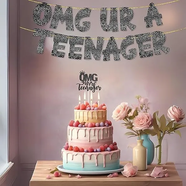Black_Omg_Ur_A_Teenager_Banner_&_Cake_Topper_Combo_|_13Th_Birthday_Party_Black_Glitter_|_Party_Decorations_And_Supplies_|_Official_Teen_Celebration_Decor_|_Pre-Assembled,_No_Diy_Needed
