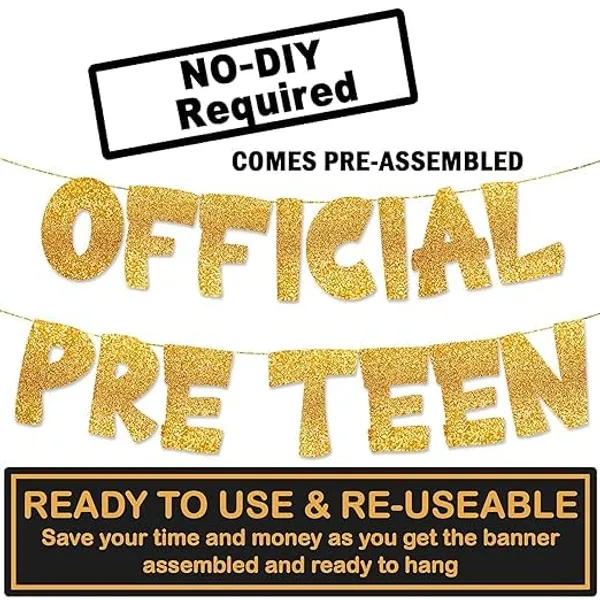 Gold_Official_Pre_Teen_Banner_|_12Th_Birthday_Party_Golden_Glitter_|_Party_Decorations_And_Supplies_|_Official_Pre-Teen_Celebration_Banner_Decorations_For_Girls_&_Boys