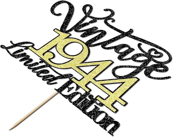 Black_Vintage_1944_Limited_Edition_Cake_Topper_|_Black_And_Gold_Color_Glitter_Cake_Topper_|_Glitter_Cake_Decoration_|_B'Day_Celebration/Black_&_Gold_Color