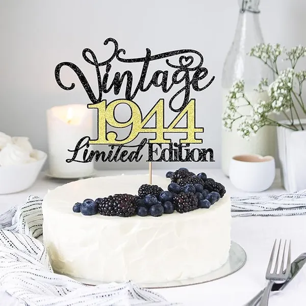 Black_Vintage_1944_Limited_Edition_Cake_Topper_|_Black_And_Gold_Color_Glitter_Cake_Topper_|_Glitter_Cake_Decoration_|_B'Day_Celebration/Black_&_Gold_Color