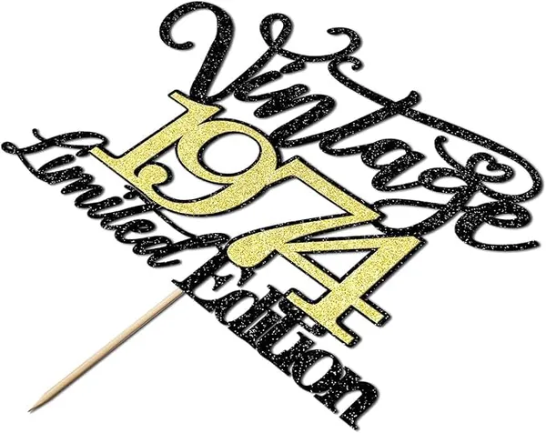 Black_Vintage_1974_Limited_Edition_Cake_Topper_|_Black_And_Gold_Color_Glitter_Cake_Topper_|_Glitter_Cake_Decoration_|_B'Day_Celebration/Black_&_Gold_Color