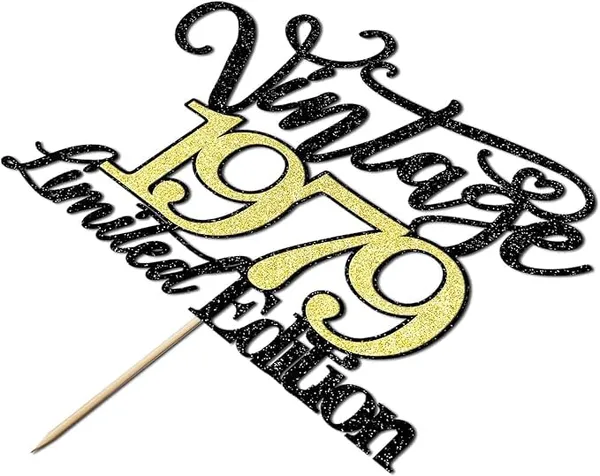 Black_Vintage_1979_Limited_Edition_Cake_Topper_|_Black_And_Gold_Color_Glitter_Cake_Topper_|_Glitter_Cake_Decoration_|_B'Day_Celebration/Black_&_Gold_Color