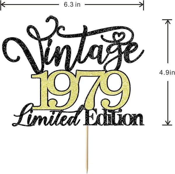 Black_Vintage_1979_Limited_Edition_Cake_Topper_|_Black_And_Gold_Color_Glitter_Cake_Topper_|_Glitter_Cake_Decoration_|_B'Day_Celebration/Black_&_Gold_Color