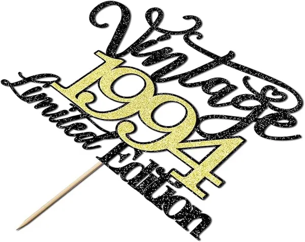 Black_Vintage_1994_Limited_Edition_Cake_Topper_|_Black_And_Gold_Color_Glitter_Cake_Topper_|_Glitter_Cake_Decoration_|_B'Day_Celebration/Black_&_Gold_Color