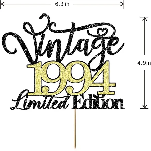 Black_Vintage_1994_Limited_Edition_Cake_Topper_|_Black_And_Gold_Color_Glitter_Cake_Topper_|_Glitter_Cake_Decoration_|_B'Day_Celebration/Black_&_Gold_Color