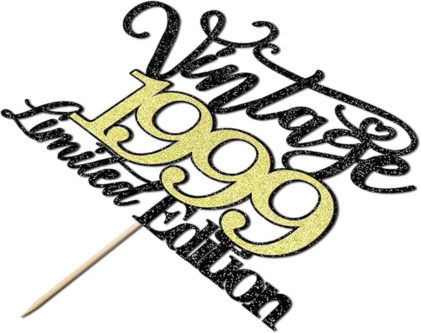 Black_Vintage_1999_Limited_Edition_Cake_Topper_|_Black_And_Gold_Color_Glitter_Cake_Topper_|_Glitter_Cake_Decoration_|_B'Day_Celebration/Black_&_Gold_Color